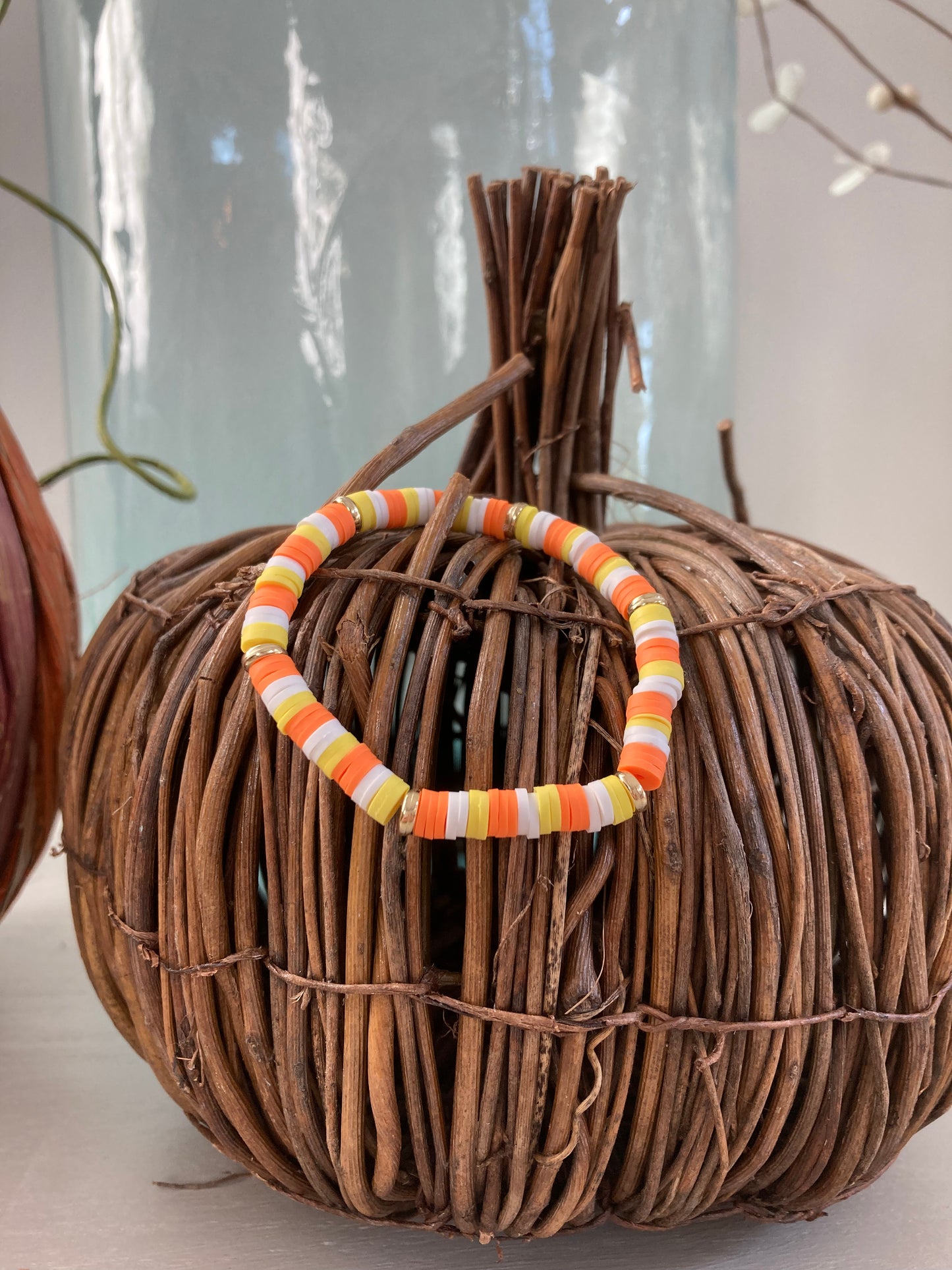 "Candy Corn" | Clay Bead Braacelet