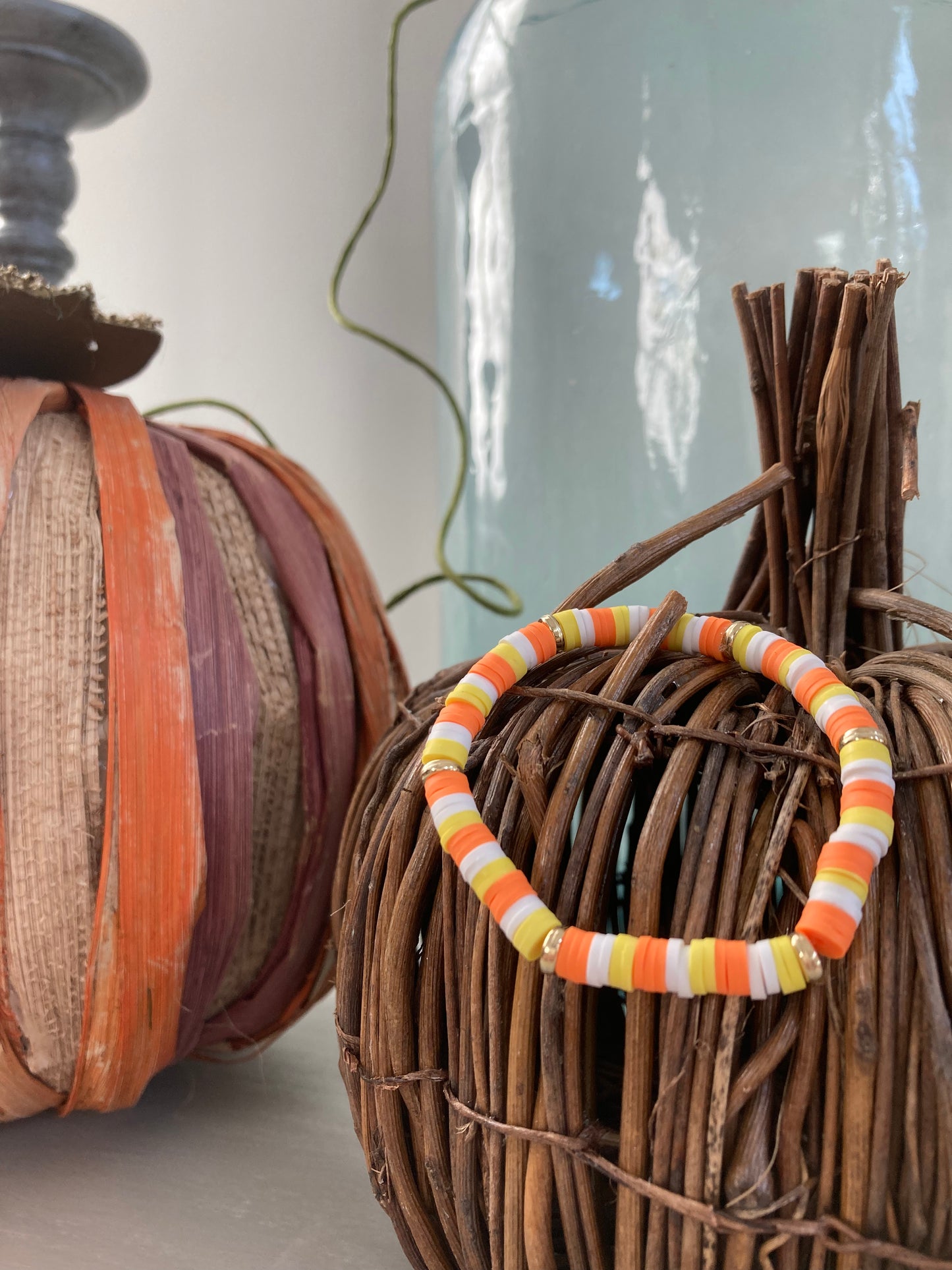 "Candy Corn" | Clay Bead Braacelet